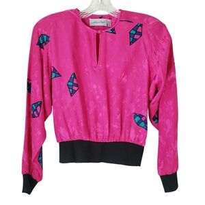 Vintage Adrianna Papell Pink Silk Top